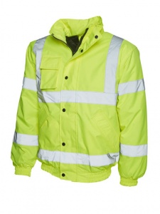 High Visibility Essentials Yellow Waterproof Bomber Jacket EN471